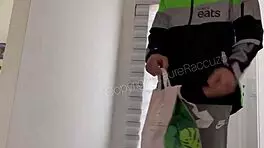 Slut challenged to fuck UberEats delivery guy on hidden cam?