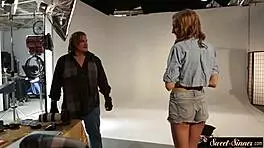 Beautiful teen riding her stepdad's big cock in a taboo fantasy.