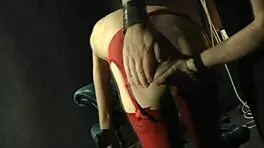 Tina in red lingerie gets dominated in BDSM fantasy