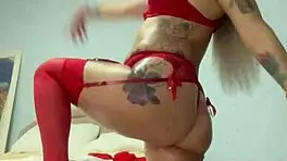 Alina Modelista Wears Red Lingerie And Teases With Oil On Camera