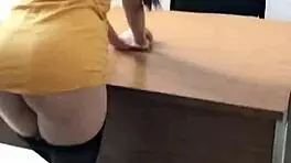 Fucking mexican babe bounces on cock in office with cute dress part 2