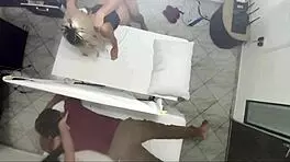 Real video of a masseur banging a woman next to her husband, damn!
