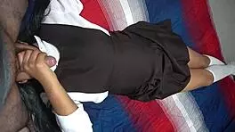 horny teacher convinces schoolgirl for sex with blowjob and doggystyle in uniform