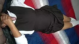 horny teacher convinces schoolgirl for sex with blowjob and doggystyle in uniform