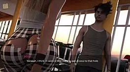 Blonde anime girl works out at gym with big tits! So hot!