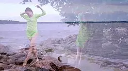 Check this sexy ballerina stripping on the couch