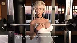 Blonde anime girl works out at gym with big tits! So hot!