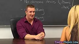 Blonde Coed Teen In Uniform Sucks Monster Cock Before Getting Pounded Hardcore