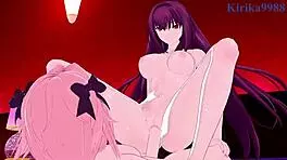 ushiwakamaru and scathach team up with astolfo for intense hentai sex in fate grand order