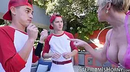 Blond Bombshell Dee Williams Dominates Two Young 18+ Cocks in Wild Fuck