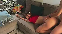 Exclamatory-Provocative damn, petite gamer girl takes fat cock while playing!