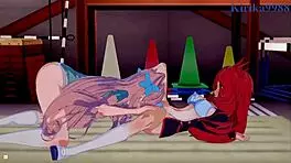 kanade and maria have intense lesbian play in symphogear hentai