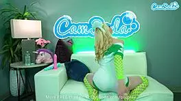 hot blonde teen cosplays as nurse and gets naughty with sex toys on webcam