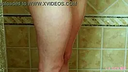 Sexy brunette model showers before steamy photoshoot with uncle