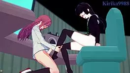 Marika Kato and Chiaki Kurihara in intense lesbian futanari hentai