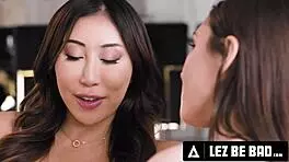 Lez Be Bad - Petite Lesbian Maya Woulfe Assfucks Straight Asian Nicole Doshi Using Strap-On