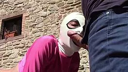 Laura Feels Deepthroat and Creampie Ecstasy in Pink Outfit Outdoors