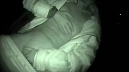 Horny teen masturbates outdoors in the snow at night