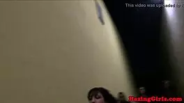 hazing babe eats pussy outdoors at university night