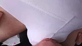 Stepsister slobbers on big cock for cum in mouth POV