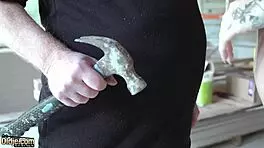 hot teen blonde hints at deepthroating wrinkled old man's cock