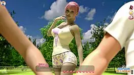 Ep18 catches eve masturbating in the shower, then helps the curvy mature hotties with cumshots in 3d porn game