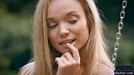 Amazing ass russian blonde zhenya belaya strips outdoor in the woods