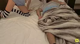 took stepdad's phone to masturbate next to him in bed