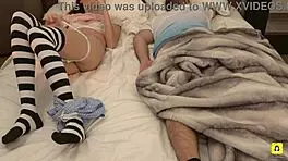 took stepdad's phone to masturbate next to him in bed