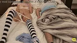 took stepdad's phone to masturbate next to him in bed