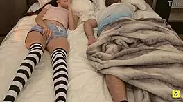 took stepdad's phone to masturbate next to him in bed