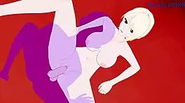 Alice Nakiri and Rindo Kobayashi in Food Wars hentai scene.