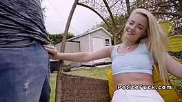 petite 18+ spinner rides monster cock with blowjob and facial in group banging