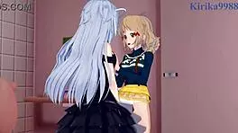 hibiki tachibana, miku kohinata, laura bodewig gettin’ wild in lesbian hentai play.. symphogear vibes!