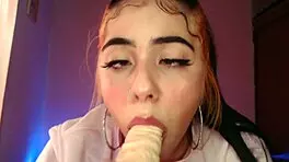 Wow, egirl drools and spits all over during ahegao blowjob!