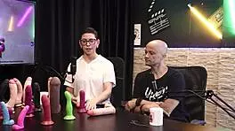 eilani quina and victor luciano explore penis textures for masturbation in sheer red lingerie