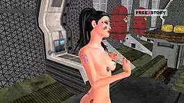 This cute Indian bhabhi in 3D cartoon poses sexy and masturbates with banana