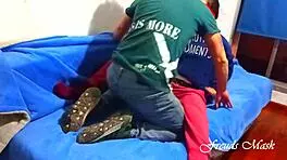 young couple films each other during blowjob foreplay with small tits and big ass in romantic sex