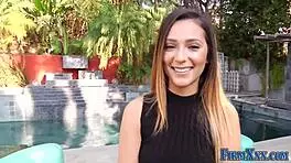 Pretty teen 18+ receives facial after oral and anal