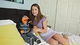 Mega facial on shaved pussy fuck doll Lily Adams