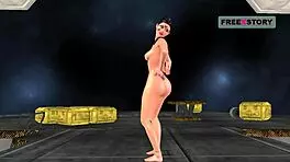 This cute Indian bhabhi in 3D cartoon poses sexy and masturbates with banana