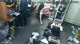 the slutty blonde casually fingers her pussy outdoors near a stranger