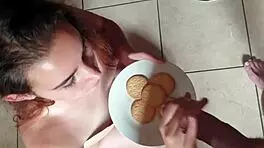 Mature Woman Sucks Dick And Eats Cum-Covered Cookies Homemade