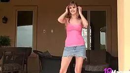Dirty blonde teen plays with water balloons