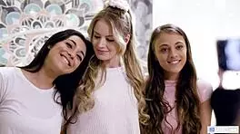 Teen lesbian tricked by a spoiled bitch into wild action! 😈