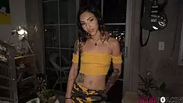 slutty step-sister gets blackmailed by big dick step-bro with cum in mouth