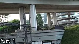 young blonde teen joins public street orgy with banging 😈