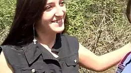 Emy, wanna see me bang this tough pig in the woods? Voyeurs love it doggy style!