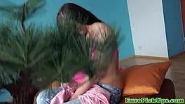 euro girl next door casually strips nude for some cash in public