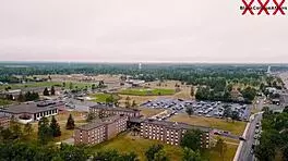 Big cock senior prefect fucks petite classmate at principal's window